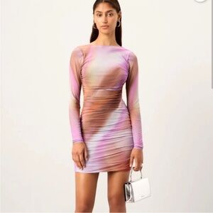 AFRM Maya Mini Purple Ruched Dress